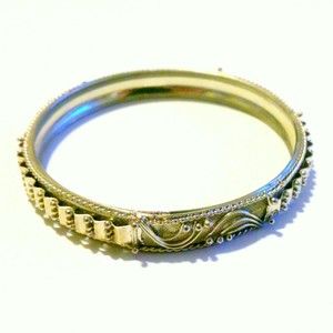 Ornate Silver Tone Bangle Bracelet